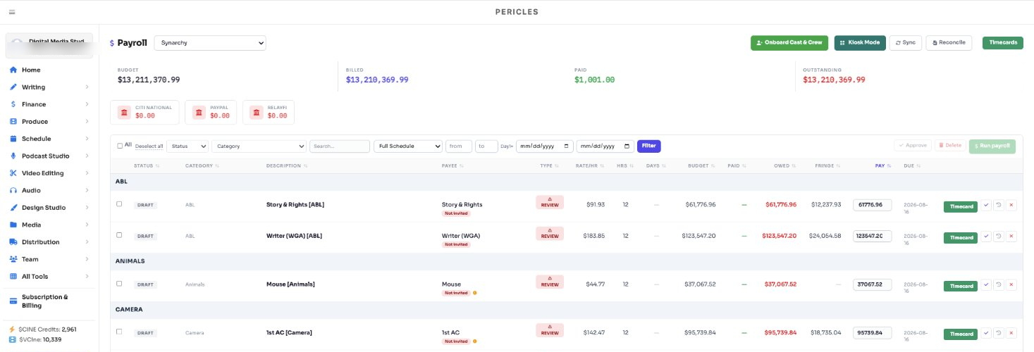The real Pericles payroll and payments interface