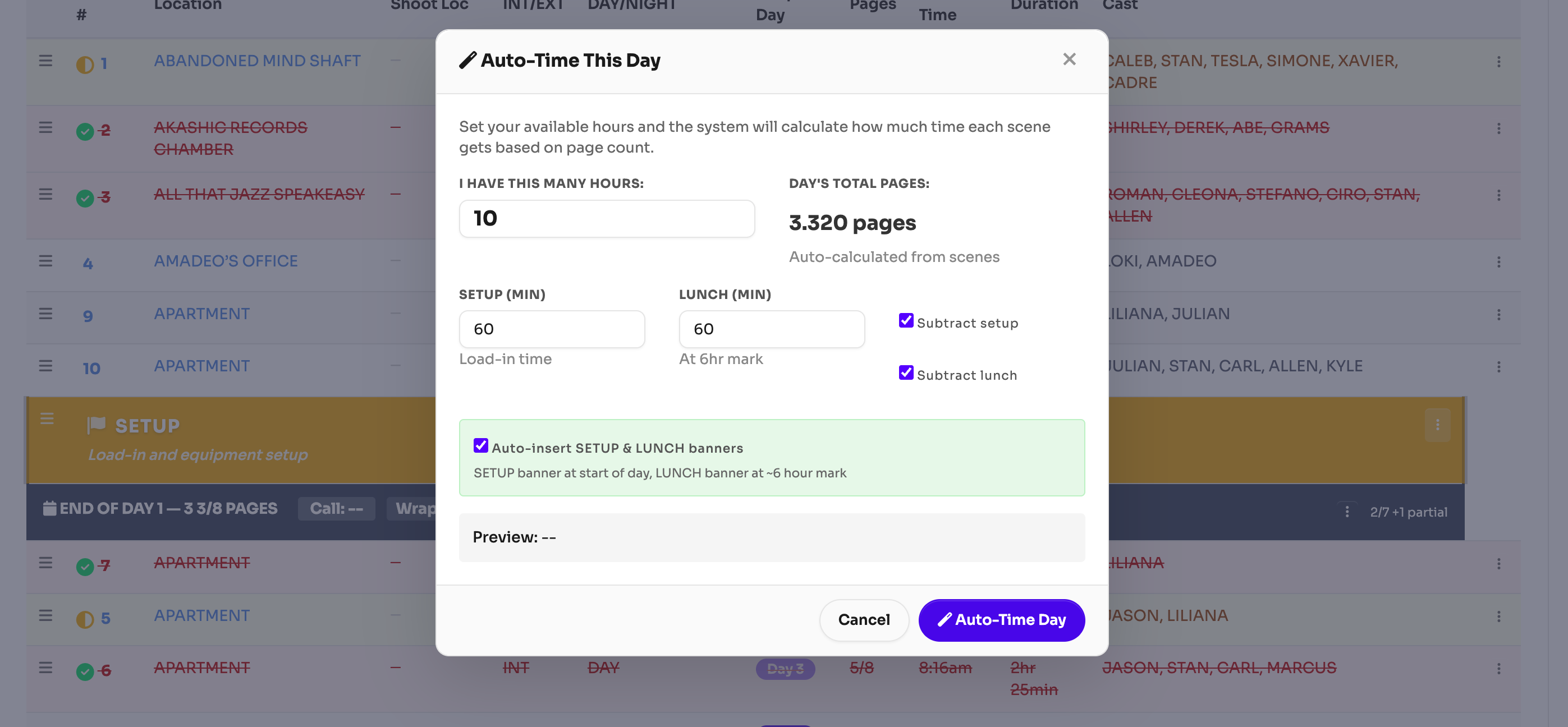 Pericles stripboard and production scheduling interface