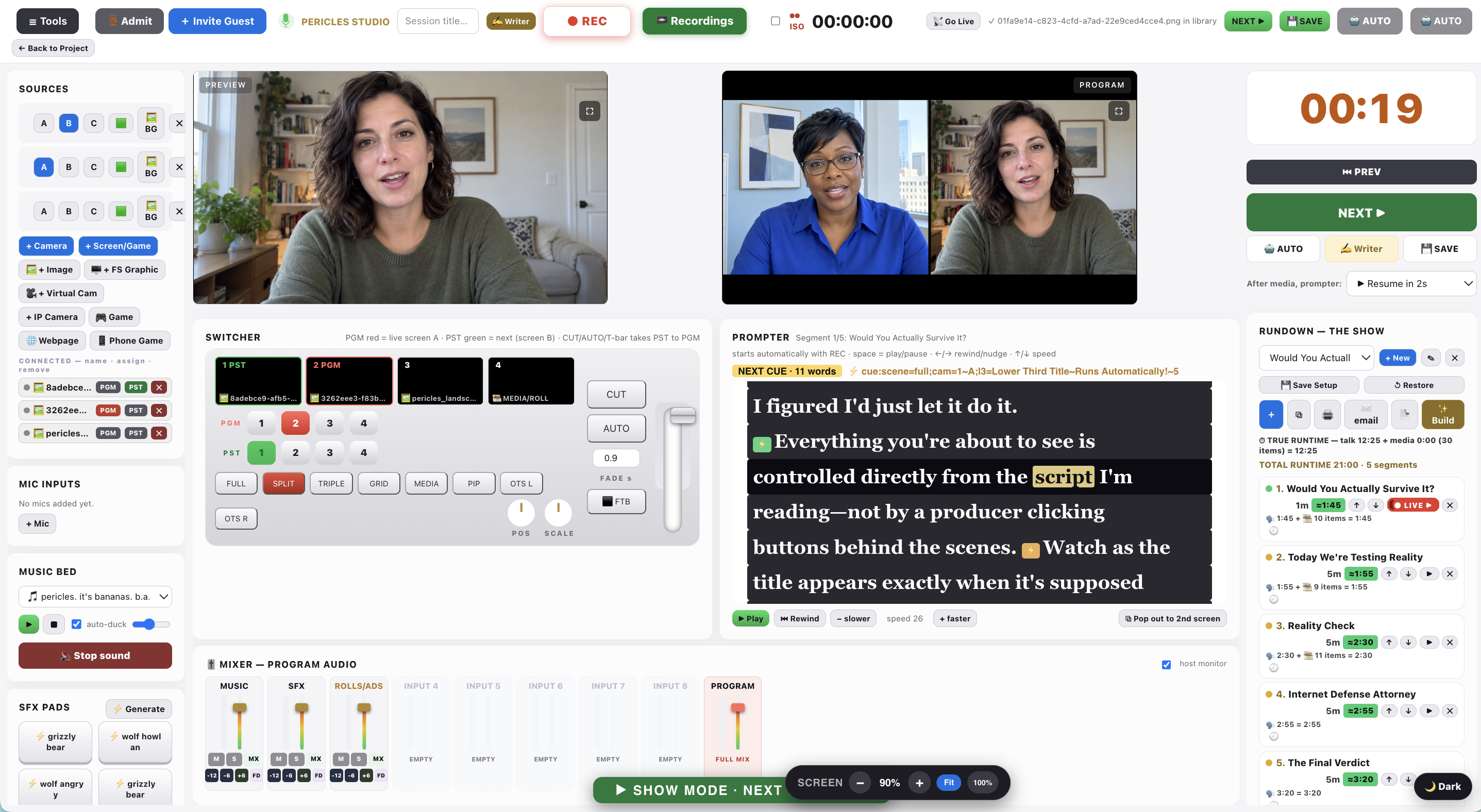 Pericles video podcast studio demonstration